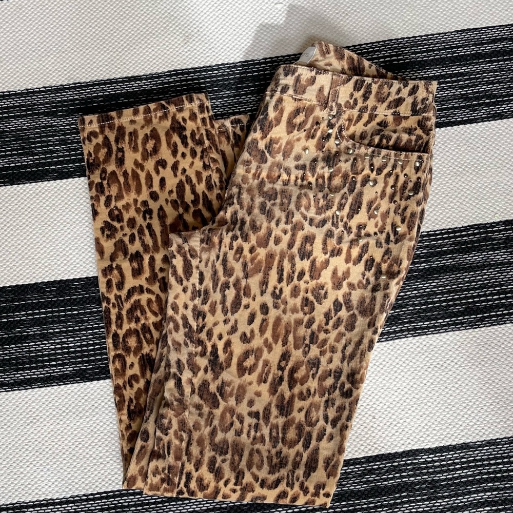 Chico's Leopard Print Boot Cut Corduroy Pant Size: 00 (2)